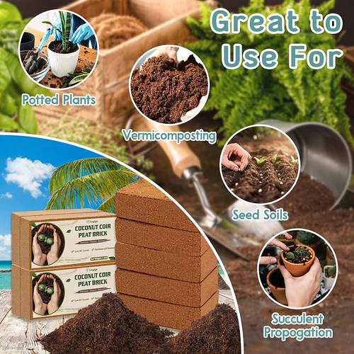 4 Pack Coco Coir Bricks for Plants - Compressed Coconut Fiber Planting Soil - Picture 5 of 12
