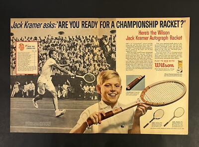 Wilson Sporting Goods VTG 1962 2 Page Print Ad 20.5x13.5 Jack Kramer Tennis