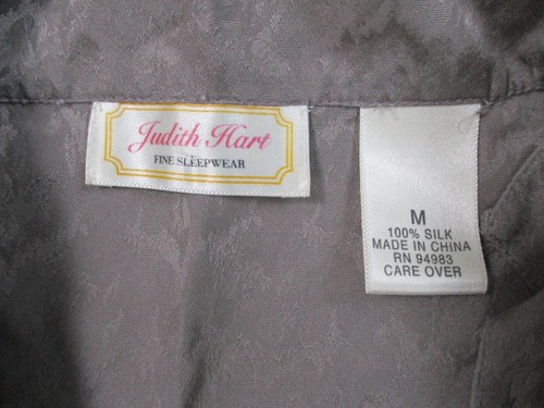 Judith Heart Pajamas Womens Medium Taupe Jacquard Silk Pant Shirt Lounge - Picture 18 of 20