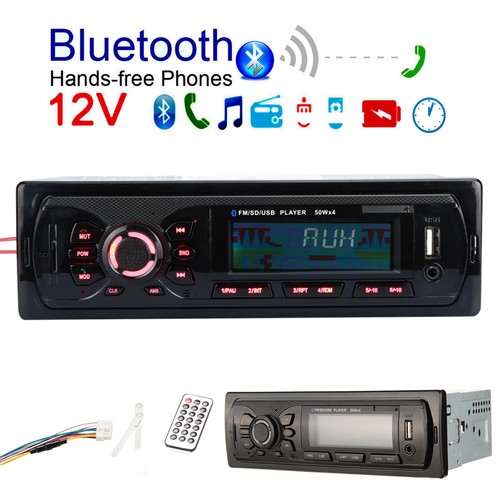Bluetooth Car Stereo Audio 1 DIN InDash FM Aux Input Receiver SD USB MP3 Radio
