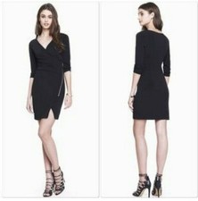 Express Women Black Dress Size S Small Wrap Zip Front Streach Party Cocktail