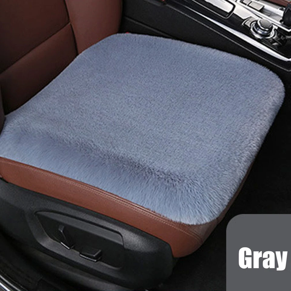 Capa de assento de carro luxo frente assento único almofada pele de carneiro tapete acessórios - Imagem 3 de 4