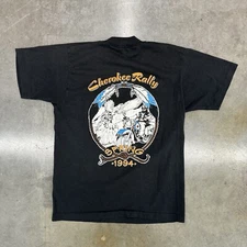 Vintage 1994 Cherokee Rally Biker T Shirt Screen Stars Medium Black