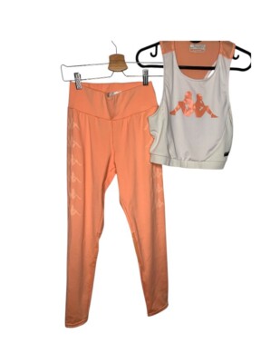 KAPPA 2pc  Poly blend orange/white  pant and top active wear set sz med