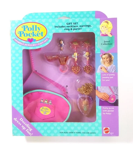 Polly Pocket Sparkle Jewelry Gift Set Necklace Earrings Ring Purse