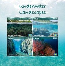 Palau 2017 - Underwater Landscapes Reefs - Sheet of 4 Stamps - Scott #1374 - MNH
