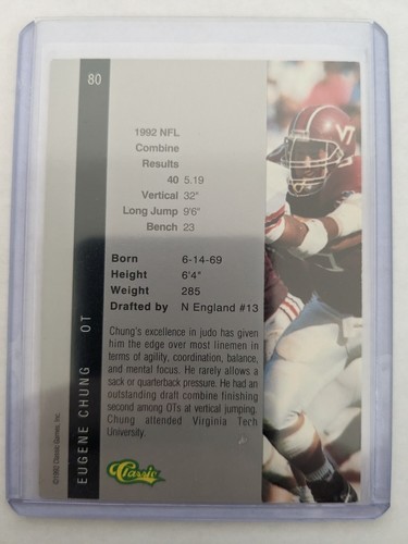 1992 Classic Four Sport EUGENE CHUNG RC #80 VIRGINIA TECH HOKIES - Picture 2 of 2
