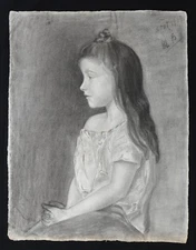 Child Portrait Signed Dated Art Nouveau Watermark Impressionism