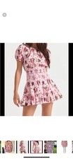 LoveShackFancy Pink Floral Cotton Smocked Mini Dress x Small $325 NEW NWT 