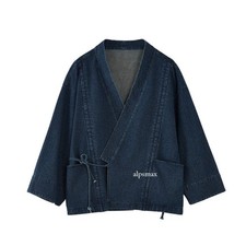 Unisex Adult Casual Denim Kimono Cardigan Jacket Loose Haori Outwear Coat Summer