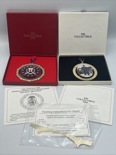 MTB 1994 & 1995 FBI Collectible Holiday Ornament Lot w/ Boxes and Papers