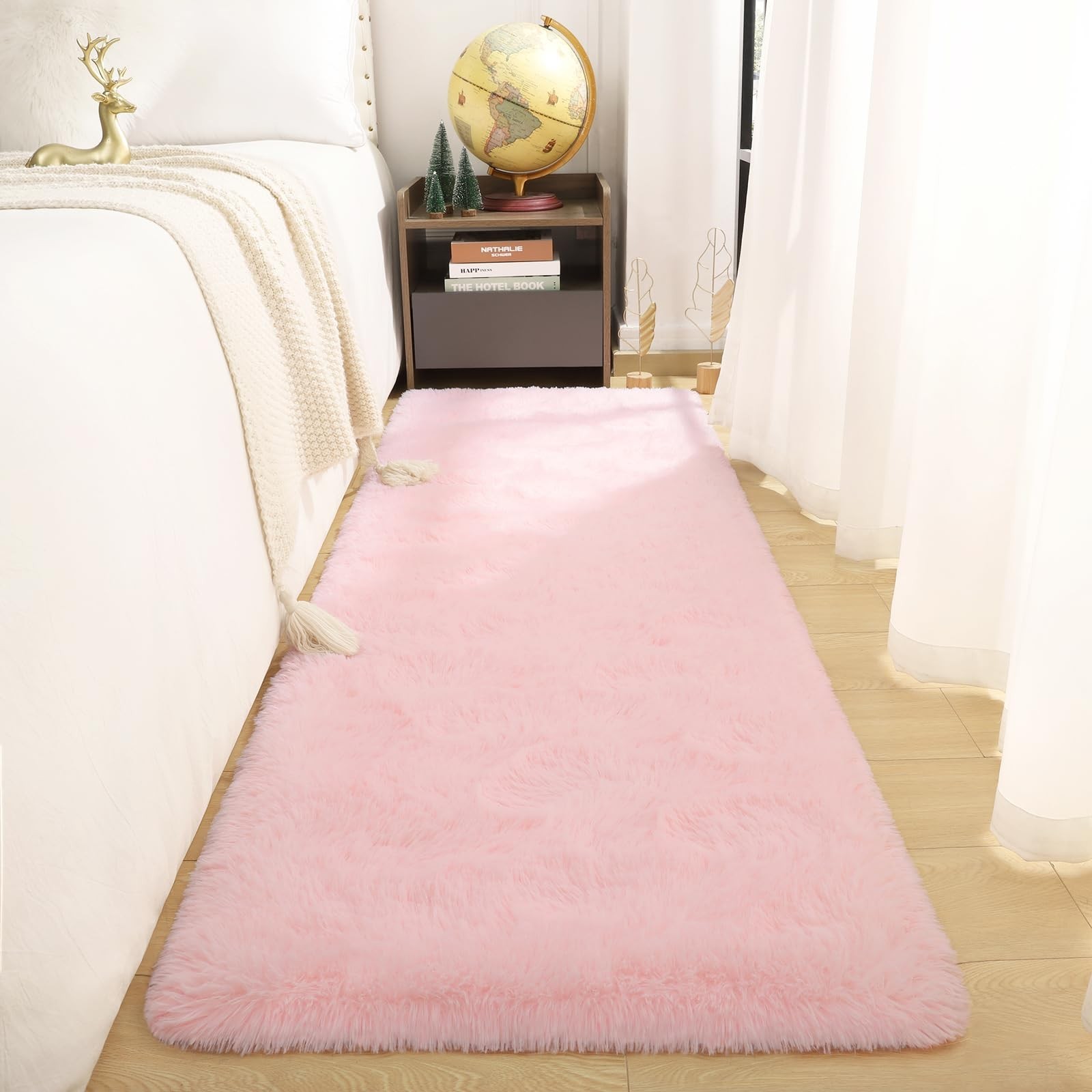 Pink Runner Rug 2x6 Fluffy Girls Bedroom Rugs for Kids Room, Long Runner Rug ...