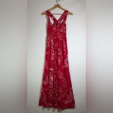 Express Women’s Y2K Boho Paisley Maxi Dress Smocked Stretch 2000s Sz XS