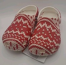 NEW Crocs Holiday Knit  Christmas Sweater Clogs Red White Unisex (Womens Sizes)