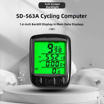 Shundong SD-563A kabelgebundener Fahrradcomputer 24 Funktionen Greenscreen Beleu