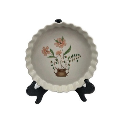 Vintage 80s Countryside Flowers Stoneware Collection Quiche Pie Tart Dish Plate 
