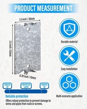 50 Pack Safety Nail Plates for Wood Studs, 2.5 X 1.5 Inch Cable Wire Protector,