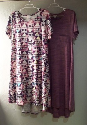 2 - NEW LulaRoe Comfort Carly SS Midi Dress size L - NWOT Both Cotton Blend