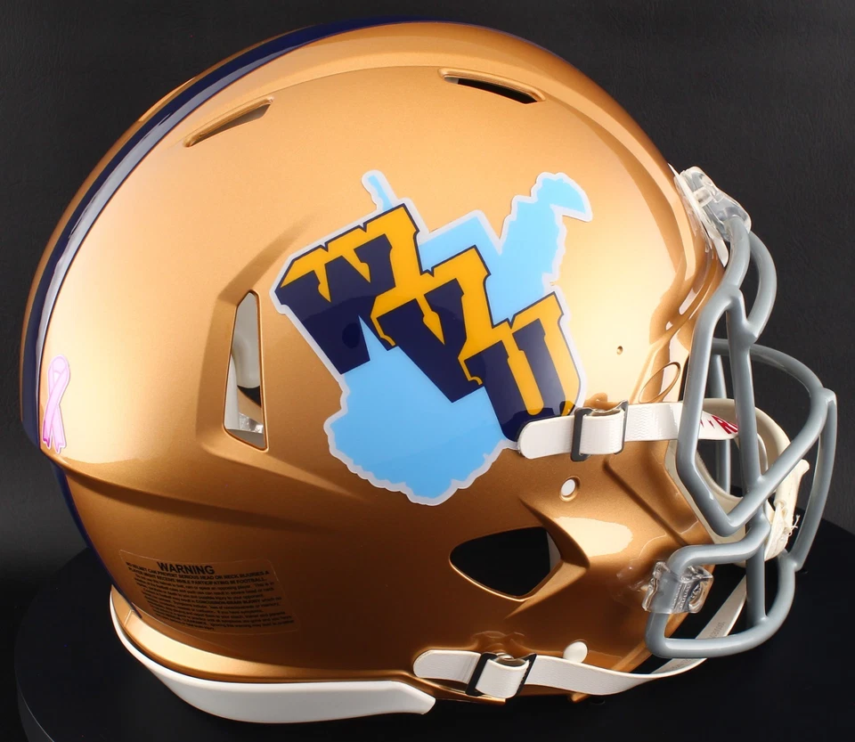 WEST VIRGINIA MOUNTAINEERS WVU Riddell Speed Full Size AUTHENTIC Football Helmet - Image 4 of 4