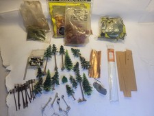 Lot of HO Scale Accessories Power Poles Road Signs Rulers Trees Grass Supplies