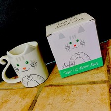 Kitty Coffee Mug Cup White Cat with Face Ears Stick Up Meow Inside NEW!