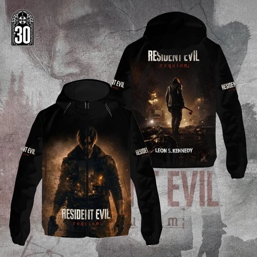 Resident Evil Requiem x Leon Scott Kennedy 3D Windbreaker Jacket GNE5414.6 - product listing photo