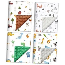 4 Pack Baby Blanket for Boys Girls 30 x 40 Inch Soft Double Layer Animals