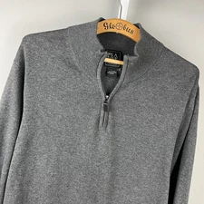 Jos. A. Bank Traveler Mens Sweater L Gray 1/4 Zip Pullover 100% Pima Cotton