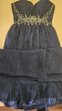Promfrock Strapless Navy Sequin Dress With Bones Size 12 Worn Once See Photos