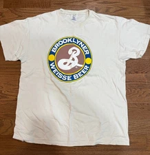 BROOKLYN BREWERY ~ BROOKLYNER WEISS BEER T-SHIRT ~ XL ~ BEIGE ~ DELTA ~ COTTON