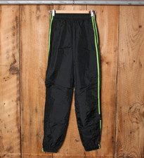 Vintage Y2K Era ADIDAS Swishy Black/Green Striped Windbreaker Track Pants Sz. M