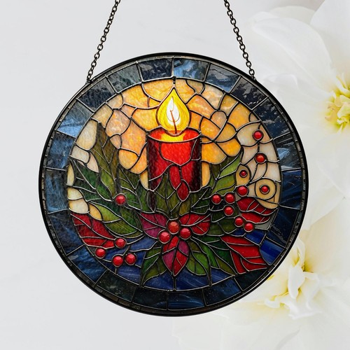 Vela de Navidad hecha a mano atrapasol, decoración festiva de ventanas navideñas, regalo único - Imagen 1 de 10