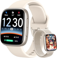 Smart Watch, 1.85" AMOLED Fitness Tracker with Bluetooth Call, Heart Rate/Sleep/