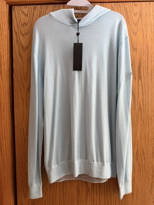 NWT! Greyson Saratoga Hoodie Tropical Merino Wool Sweater, Men's Sz L, Blue Golf