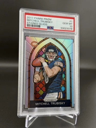 2017 Prizm - Stained Glass Mitchell Trubisky #1 Silver Prizm (RC) Gem PSA 10