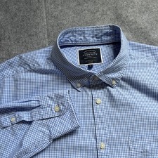 Charles Tyrwhitt Men's Dress Shirt Blue, Extra Slim Fit, Non-Iron, Gingham, XL