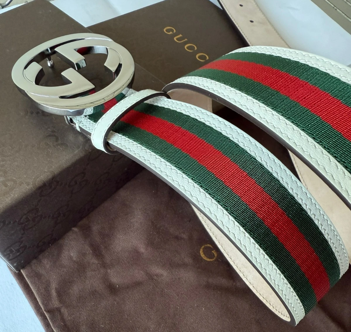 Gucci Leather White Belts for Men for sale | eBay