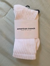 American Trench White Solid Crew Socks O/S Made in USA