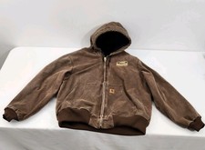 Vtg Carhartt J130 CHT Men s XL Reg Brown Quilted Hooded Bomber Jacket Work Zip