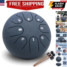 Steel Tongue Drum - 6 Inch 8 Notes C-key Handpan Drum Percussion Instruments ...