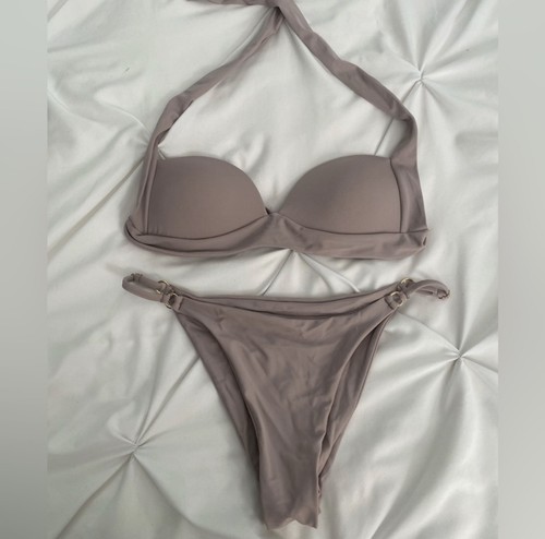 Monday Swimwear Mauve Taupe Halter Bikini Size Small
