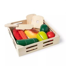 Melissa  Doug Cutting Food Play Food Set With Wooden Pieces, Knife, Cutting Boa