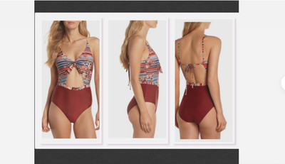 NEW  $129 Rebecca Love Letters Cutout One-Piece Swimsuit Size M     #U196