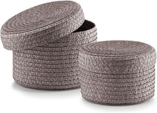 14122 Set Di Cesti Con Coperchio, PP, Grigio, 0.1X17.5X12.5 Cm, 2 Unità