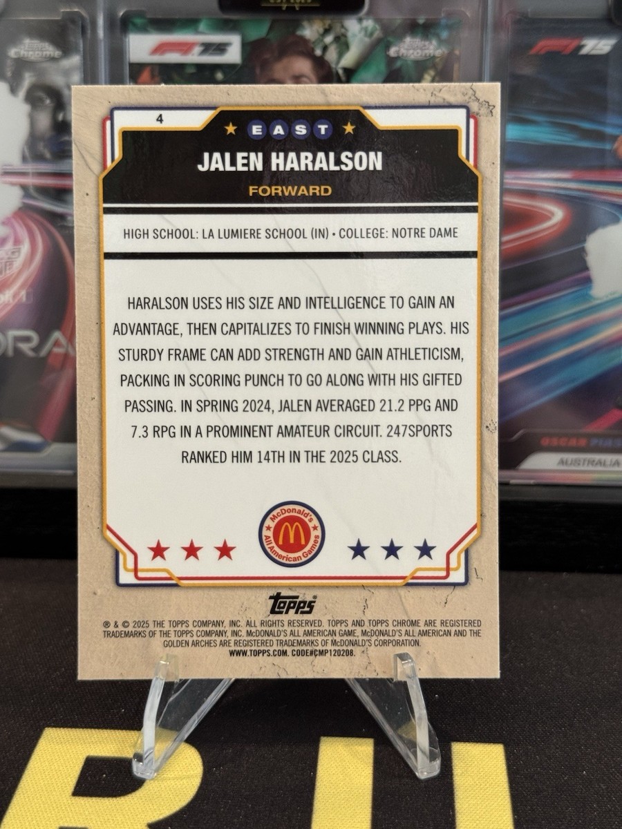 2025 Topps Chrome McDonald's All American Jalen Haralson Purple
