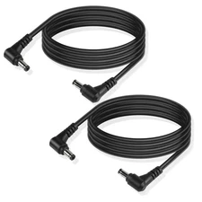 2PCS DC 5.5mm x 2.1mm Male to Male Right Angle Power Cable 18AWG 2m