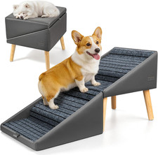 17" H Dog Stairs for Small Dogs   4-Step Non-Slip Dog Ramp for Couch, Foldable 2
