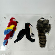 Folkmanis Finger Puppets Lot Macaw Parrot Humming Bird Raccoon MINI Set of 3