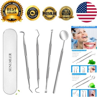 Ergonomic Oral Care Kit with Dental Pick, Scaler & Mirror in Travel Storage Box