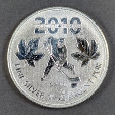 Hockey olimpico Canada 2010 1 oz .9999 argento fino UNC